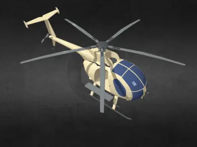 MH-6 helicopter Low-poly 3D model
