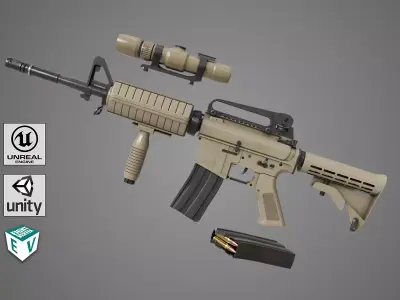 Machine Gun09 Brown All PBR unity UE Textures Low-poly 3D model