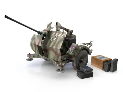 2cm Flak 38 with SD AH 51 - Trailer - FA81  3D model