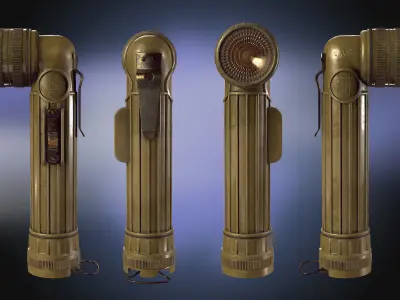 USA old Flashlight Low Poly PBR 2K Low-poly 3D model