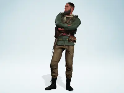 Rugged Mercenary Soldier Realistic Male terroriste Character Low-poly 3D model