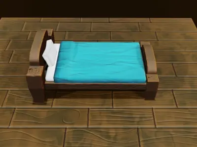 Stylized Bedroom Furniture Low-poly 3D model