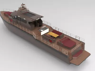 Boat wood 27m Low-poly 3D model
