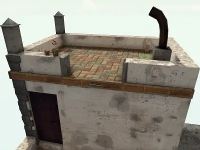 Old High-Quality 3D Colonial House Low-poly 3D model