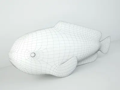 Hand Carved Wood Dolphin Fish 3D model