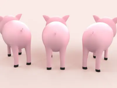 Cartoon Pig Animal Style Cute Low-poly 3D model