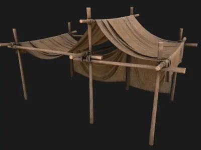Medieval Market Stall Low-poly 3D model