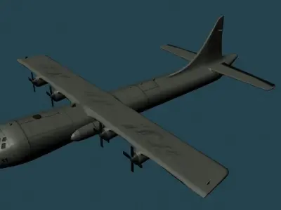 Aircraft military plane flying in sky Low-poly 3D model