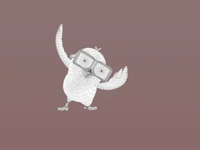 Cartoon Bird Glasses Low-poly 3D model