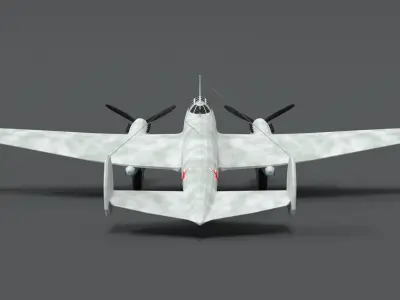 Low Poly Cartoon Petlyakov Pe-2 WWII Airplane Low-poly 3D model