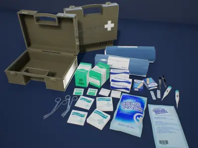 Military First Aid Kit 1 Plus 1 PBR Pack Low-poly 3D model