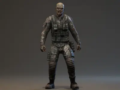 Military zombie Low-poly 3D model