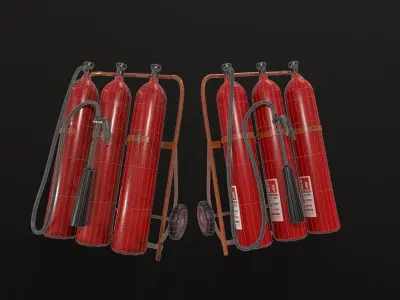 Extinguisher fire rack Low-poly 3D model