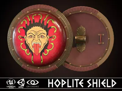 Hoplite Shield Gorgon Low-poly 3D model