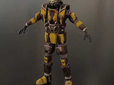 Armored man - low-poly game ready model Armor Free low-poly 3D model