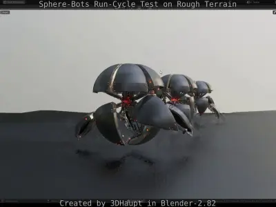 Sphere-Bots Run-Cycle Test on Rough Terrain Free 3D model