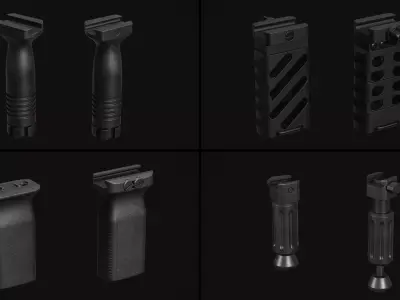 Weapon Grips Pack Low-poly 3D model