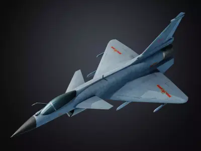 Chinese J-10B fighter jet Hand painted game model  Low-poly 3D model