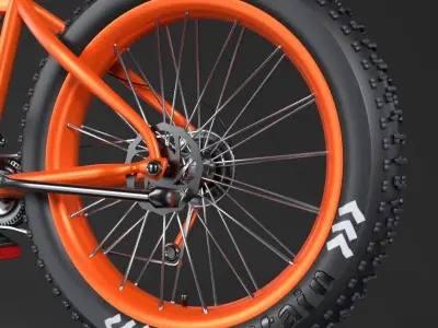 bicycle orange mountain bike Low-poly 3D model