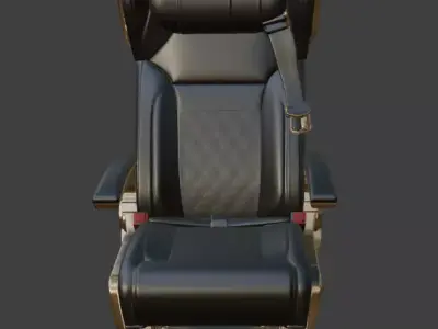 Luxury VIP Aircraft Seat Black Leather Gold 3D Model 3D model
