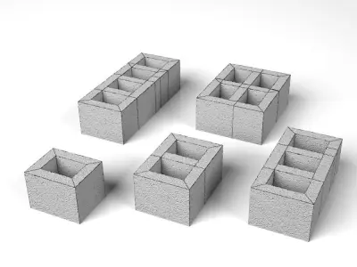 Bricks set of concrete blocks Free 3D model