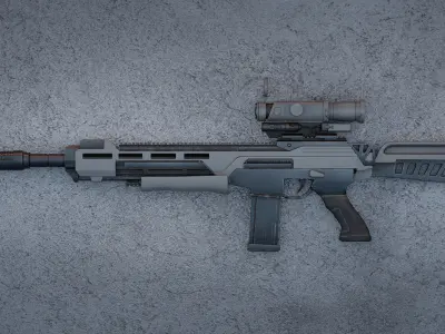 High poly model Machine Gun for subdivision ready 3D model