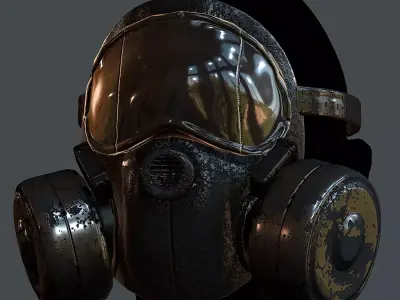 Gas mask helmet 3d model scifi Low-poly Low-poly 3D model Low-poly 3D model 93