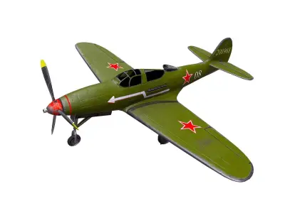 Bell P-39C Airacobra Soviet Fighter Plane  Low-poly 3D model
