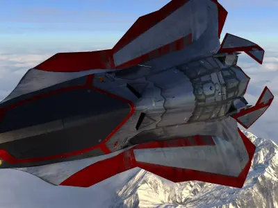 Sci Fi Stealth Fighter Jet - Low Poly PBR Spaceship Exterior Low-poly 3D model