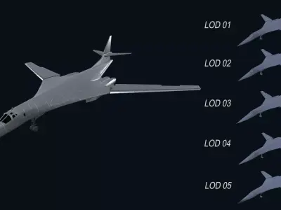 Asset - Army - Tupolev Tu160 - 3D MODEL Low-poly Low-poly 3D model