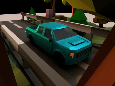 Pickup in the forest Low-poly 3D model