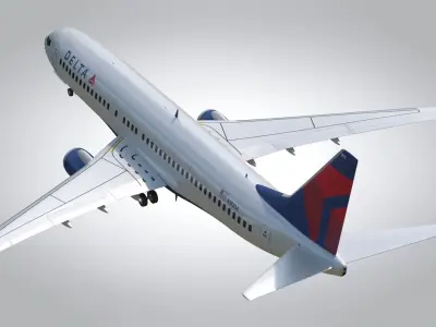 Boeing 737-800 Delta Airlines Low-poly 3D model