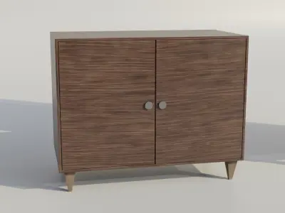 Furniture set desk and stool Low-poly 3D model