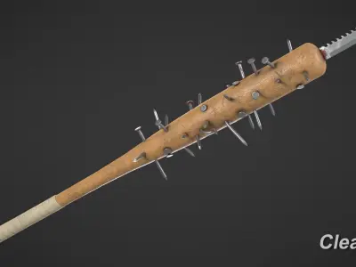 Nailed Baseball Bat Game Ready Low-poly 3D model