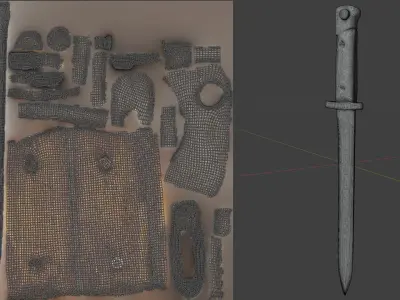 Bayonet Knife Germany World War II Low-poly 3D model