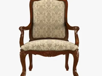 18th Century Louis XV Walnut Armchair 3D model