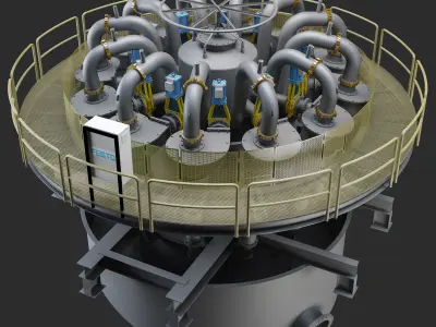 hydrocyclones machine with pipes 3D model
