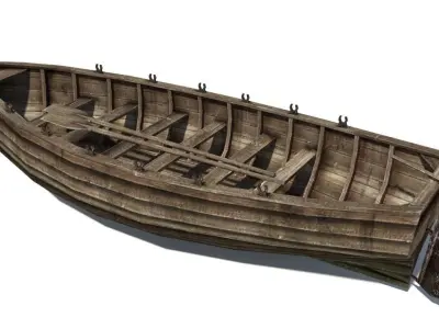Row boat Low-poly 3D model