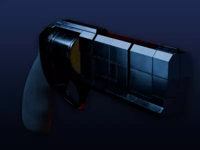 Service Weapon Control Grip Animated High Poly Revolver 3D model