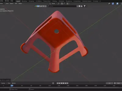 Vietnamese Plastic Chair - Street Food Prop PBR Low-Poly Free low-poly 3D model