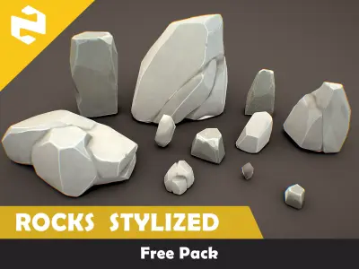 Free Pack - Rocks Stylized Free low-poly 3D model