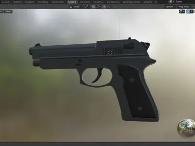 Low Poly Beretta M9 Pistol Low-poly 3D model