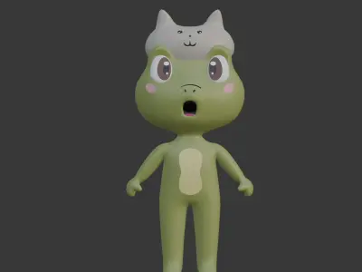 cute low poly 3d frog character Low-poly 3D model