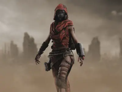 Post Apocalyptic Girl Low-poly 3D model