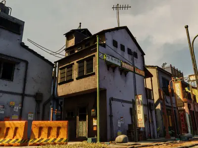 ASIAN URBAN BUILDING HONGKONG 04 Low-poly 3D model