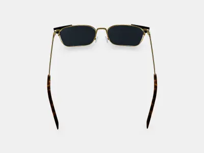 Ramona Sunglasses in Jet Black with Polished Gold 3D model