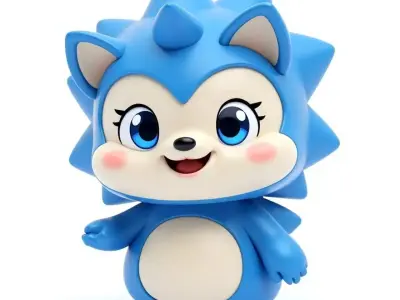 Cute Cartoon Hedgehog 3D Model Low-poly 3D model