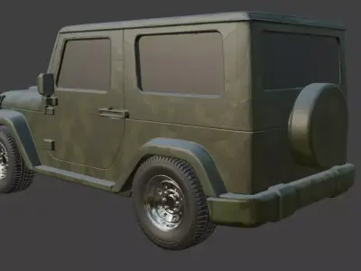 Jeep and tyres are seperated 3D model