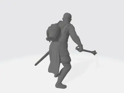 Medieval knight with mace and dagger 3D print model