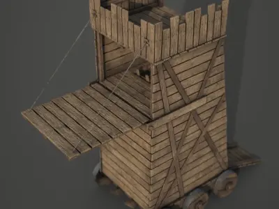 Medieval Siege Tower Low-poly 3D model